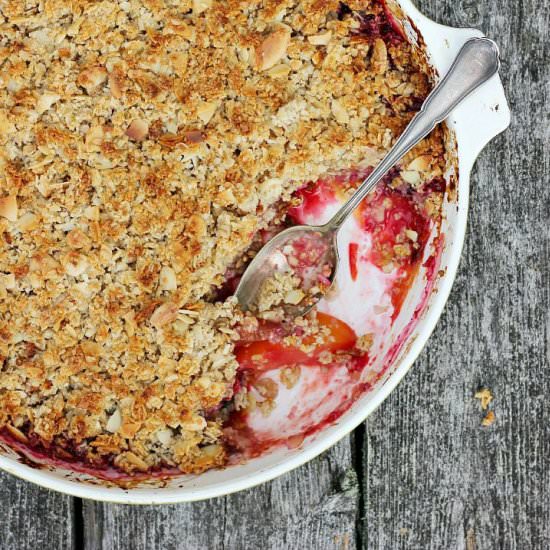 Ginger + Almond Mixed Plum Crumble