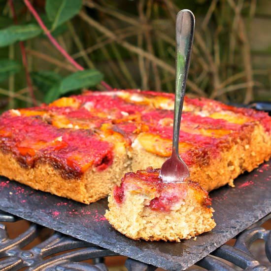 Nectarine Melba Upside Down Cake GF