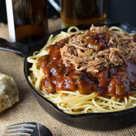 BBQ Spaghetti with Pulled Pork