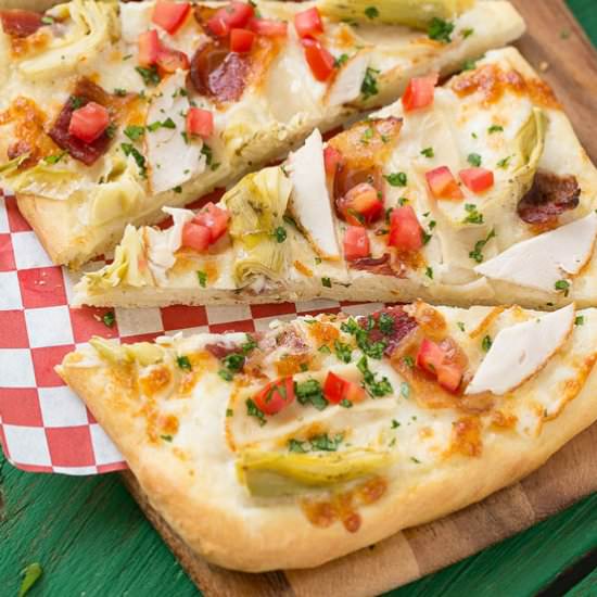 Turkey Alfredo Pizza