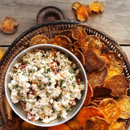 Sweet Potato Crackers & Goat Cheese