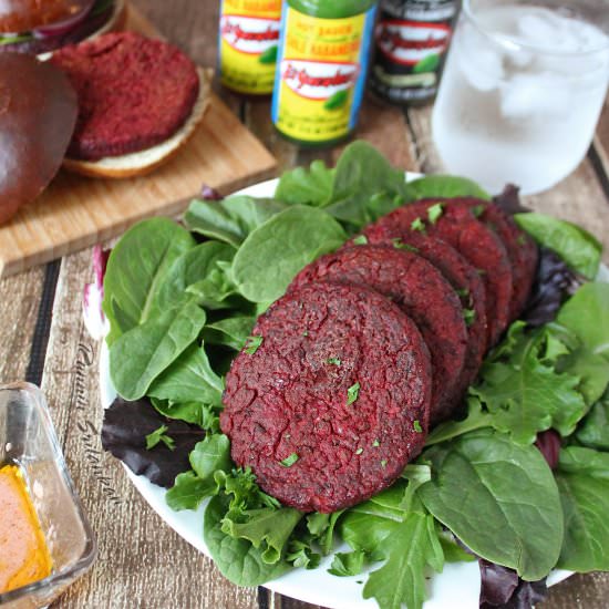 Spicy Beet & Bean Burgers