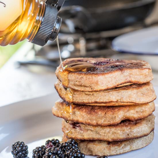 banana and blackberry spelt pancake