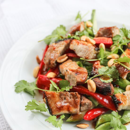 Sticky Glazed Pork Salad