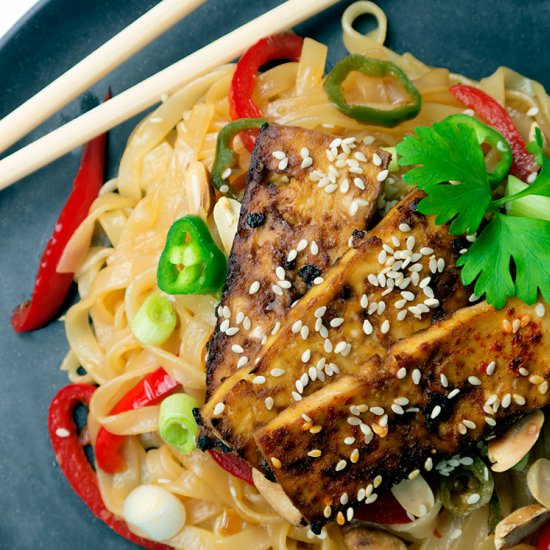 Baked Tamari Maple Tofu Noodles