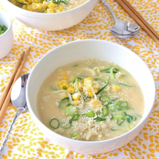 Tahini Miso Zucchini Noodle Soup