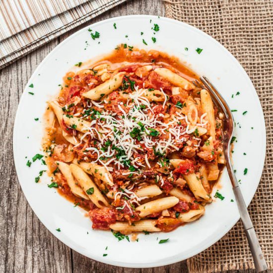 Penne sun dried tomato vodka sauce