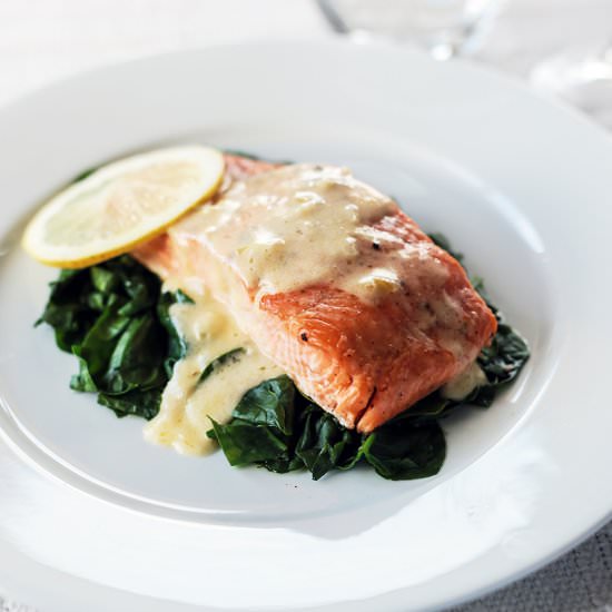 Salmon and Wilted Spinach