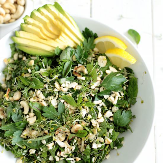 Green Herb Salad with Avocado