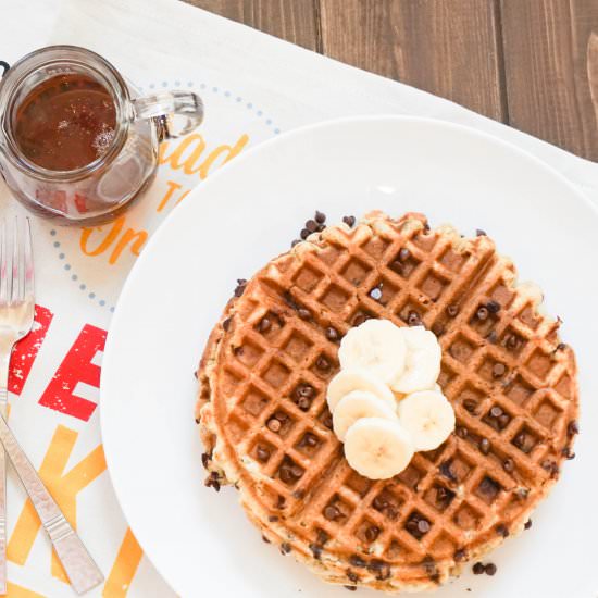 Chocolate Chip Banana Bread Waffles