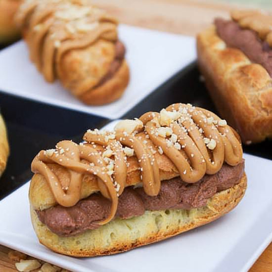 Peanut Butter Chocolate Eclairs