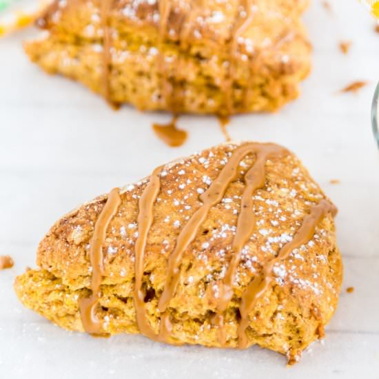 Pumpkin Scones with Coffee Glaze