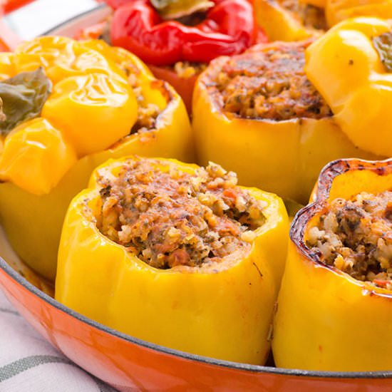 Chicken Brown Rice Stuffed Peppers