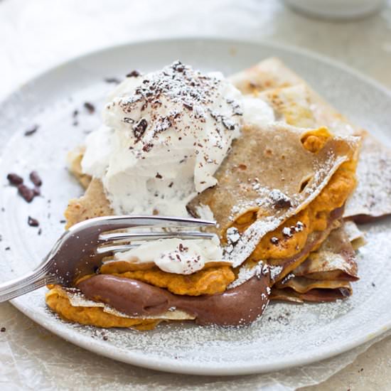 Pumpkin and Chocolate Mousse Crepes