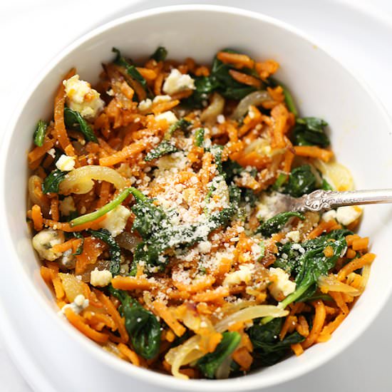 Sweet Potato Noodles with Spinach