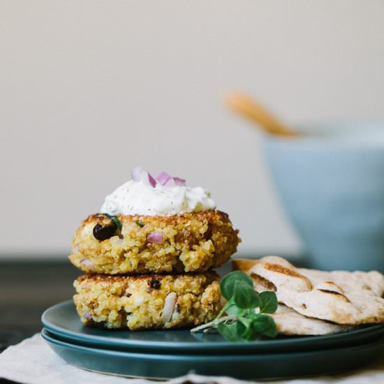 Greek Quinoa Patties with Tzatziki