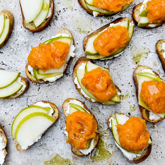 Butternut Squash and Pear Toasts