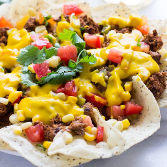 Loaded Vegan Chili Cheese Nachos