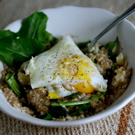 Savory Porridge w/ Dandelion Greens