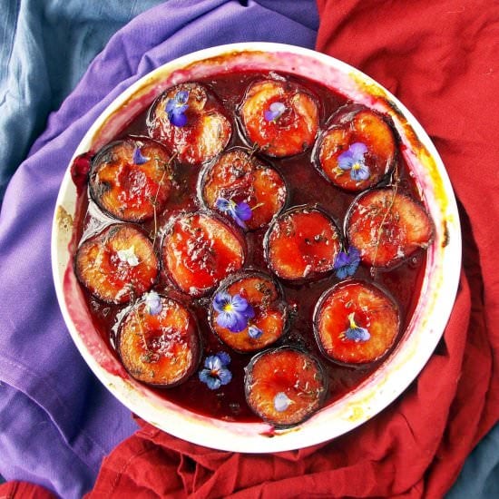 Honey Thyme Roasted Plums