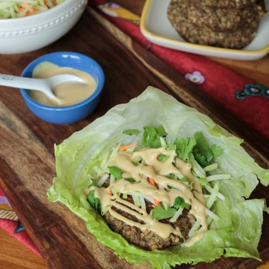 Asian Lentil Burger Lettuce Wraps