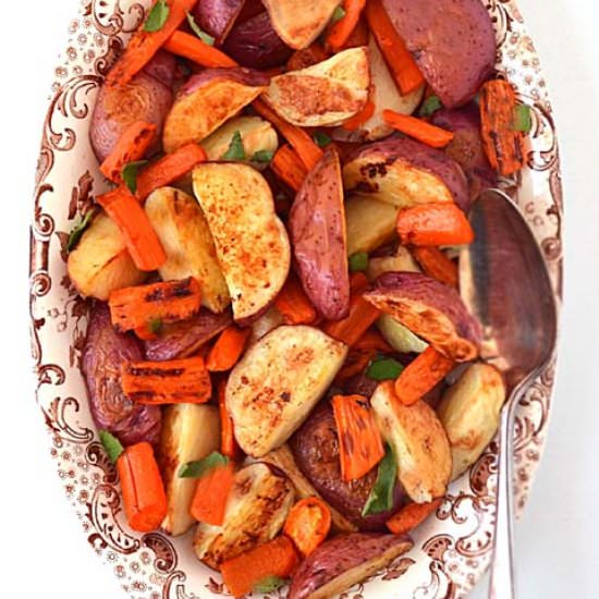 Simple Roasted Carrots & Potatoes