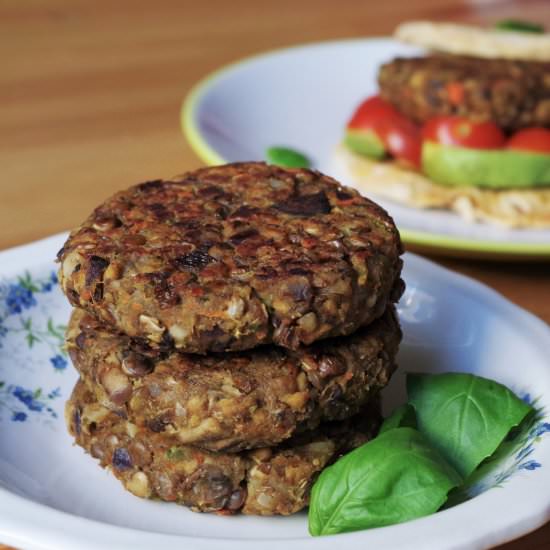 Lentil, Nut & Tempeh Burgers