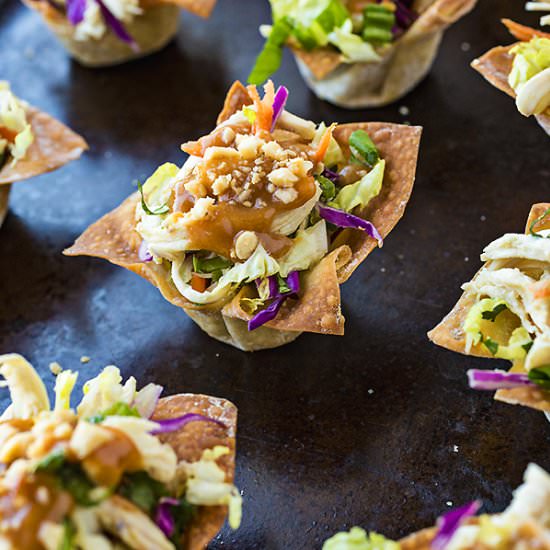 Thai Chicken Salad Wonton Cups