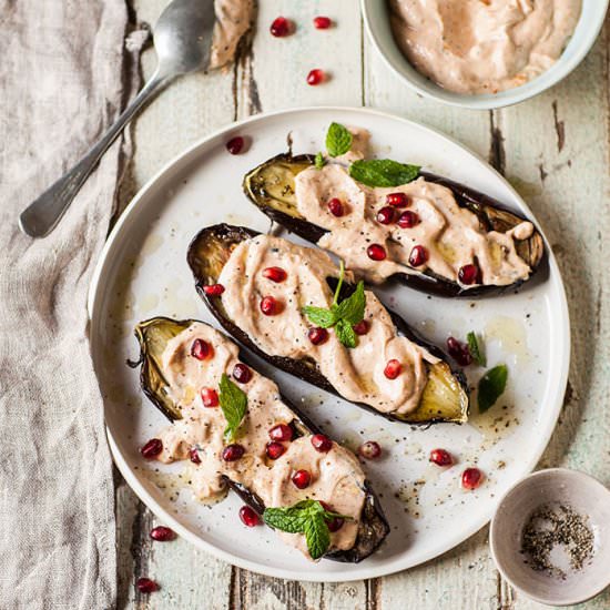 Roasted Aubergines with Harissa