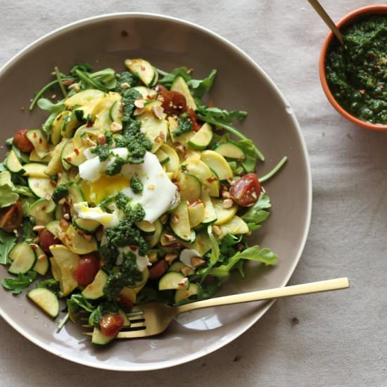 Market Vegetables w/ Pesto & Eggs
