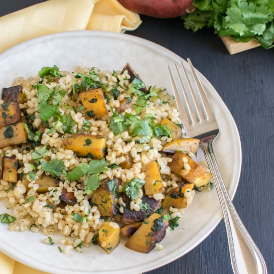 Cajun Sweet Potato Cilantro Pilaf