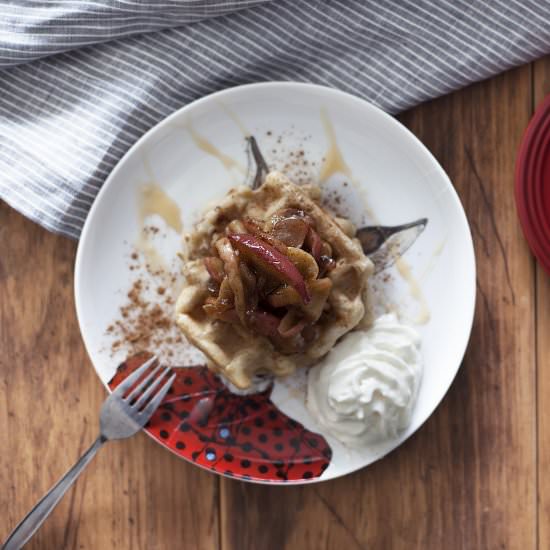 Salted caramel + apple waffles