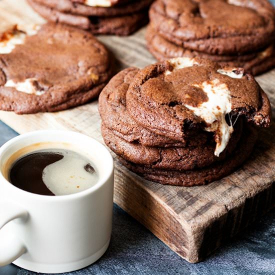 Chewy Chocolate Nougat Cookies