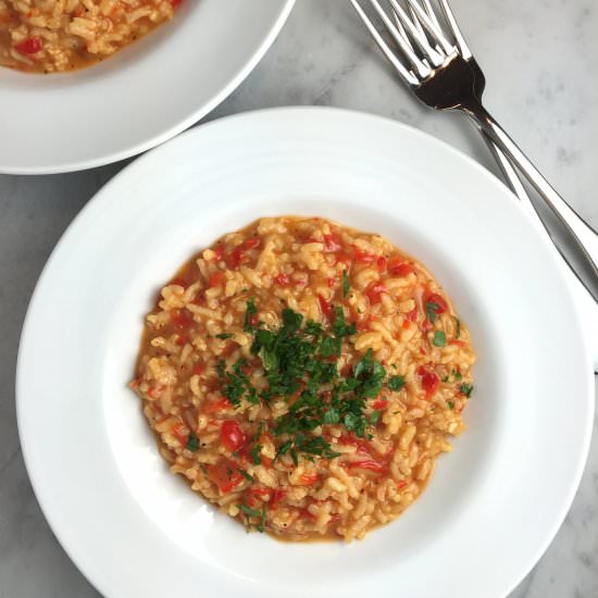 Red Pepper-Saffron Risotto