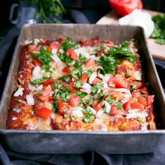 Skinny Bean & Chicken Enchiladas