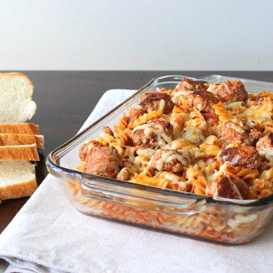 Ricotta Meatball Pasta Bake