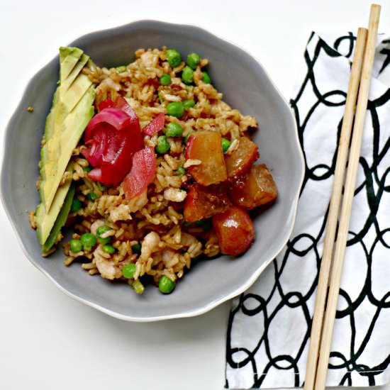 Fried Dashi Rice with Miso Radishes