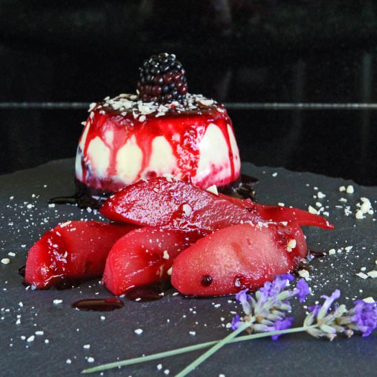 Lavender Panna Cotta & Poached Pear
