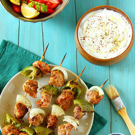 Mediterranean Chicken Kebab Platter