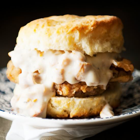 Chicken Fried Steak Gravy Biscuits