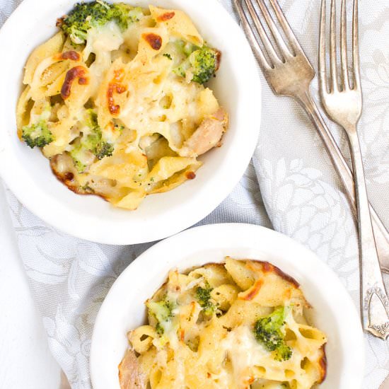 Chicken & Broccoli Baked Shells