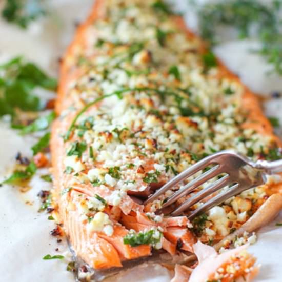 Feta and Herb Crusted Salmon