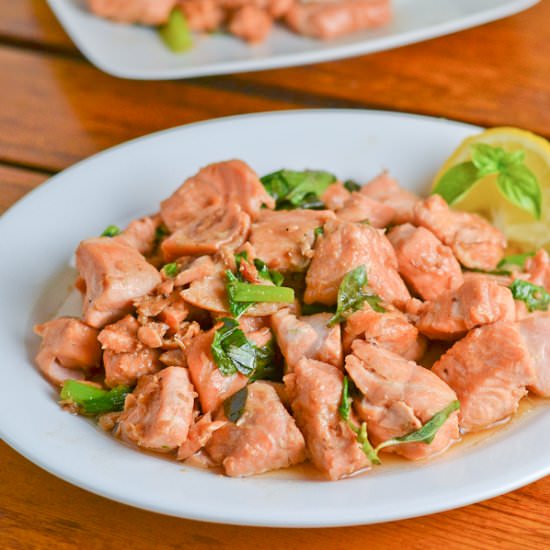 Salmon with Oyster Sauce and Basil
