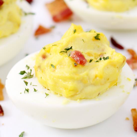 Bacon Cheddar Deviled Eggs