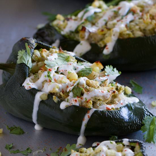 Chicken and Corn Stuffed Chiles