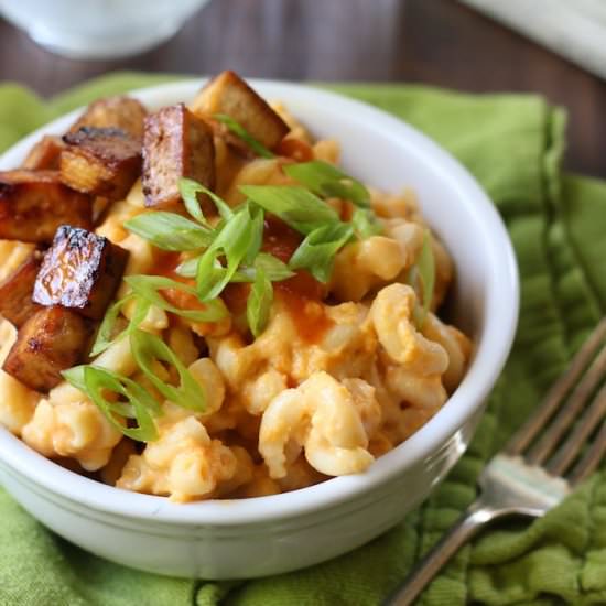 Buffalo Butternut Mac + Tofu Bacon