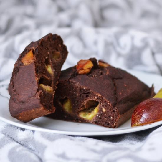 Chocolate hazelnut plum cake