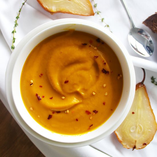 Creamy Roasted Carrot & Pear Soup