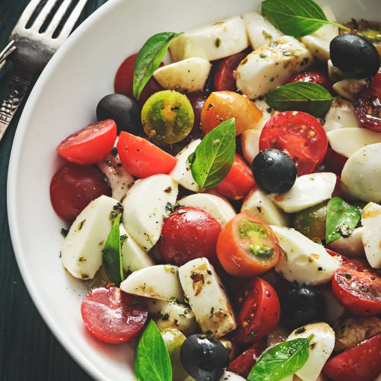 Bocconcini Tomato and Olive Salad