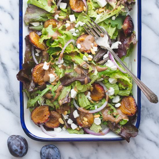 Mixed Greens with Roasted Plums
